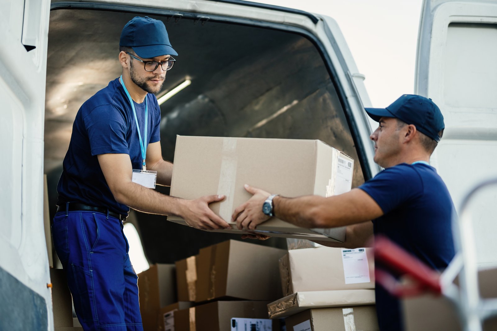 Courier delivering a parcel
